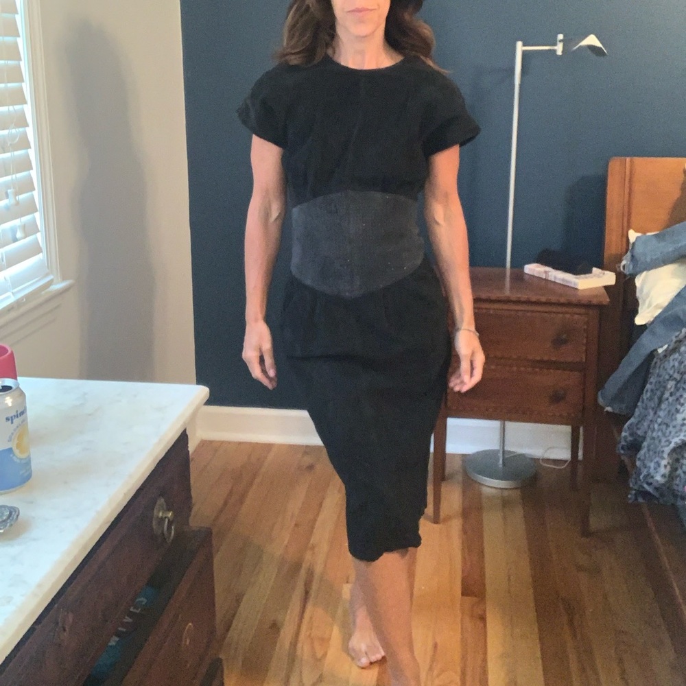 Lauren Alexandra Suede navy blue and leather dress size 6